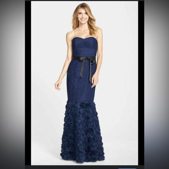 JS COLLECTIONS LACE ONLINE MERMAID GOWN size 2 navy blue - Picture 12 of 12